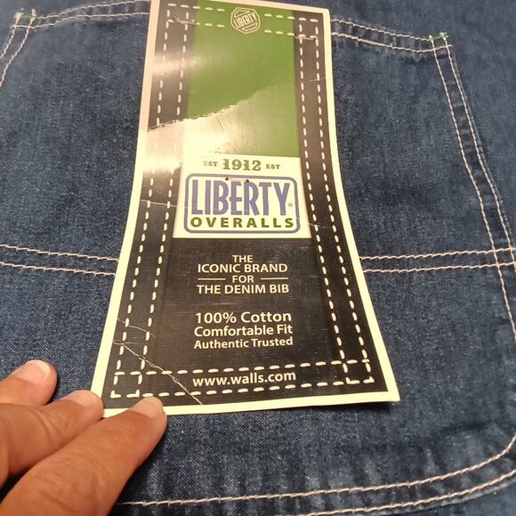 Liberty Bib Overalls Mens 48x30 Blue Denim Farmer Carpenter Workwear Utility - Picture 7 of 8